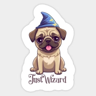 Pug dog as Wizard Sticker